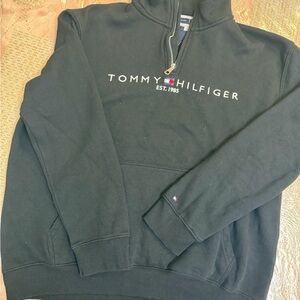 Tommy Hilfiger Black Zip-Up Sweatshirt with Navy Trim